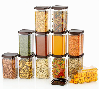 Ecodex Plastic Grocery Container  - 1200 ml(Pack of 12, Brown)