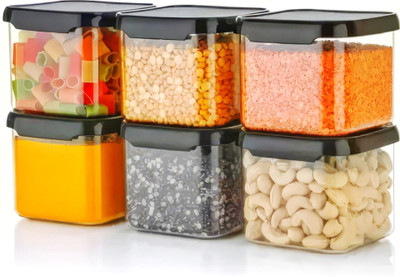 Ecodex Plastic Grocery Container  - 500 ml(Pack of 6, Black)