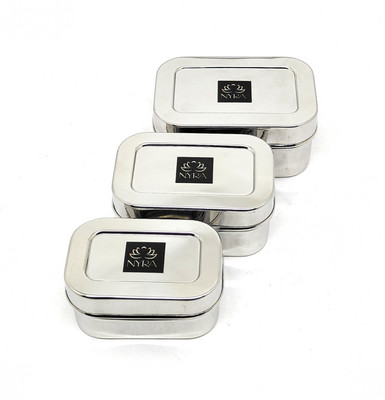 Nyra Steel Utility Container  - 600 ml(Pack of 3, Silver)