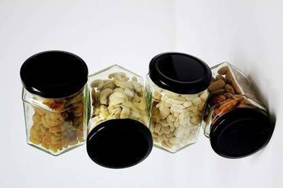 Sv Enterprise Glass Grocery Container  - 250 ml(Pack of 4, Clear)