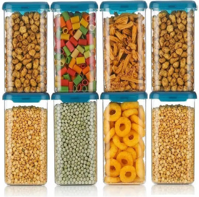 BENNUR 7 Plastic Grocery Container  - 1500 ml(Pack of 8, Light Blue)