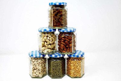 RUTVIHK Glass Grocery Container  - 250 ml(Pack of 6, Clear)