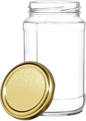 JIGSHTIAL Glass Pickle Jar  - 400 ml(Gold, Clear)