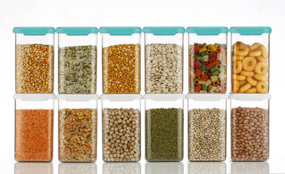 Ecodex Plastic Grocery Container  - 1100 ml(Pack of 12, Clear, White)