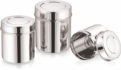 MUKTI STEEL Stainless Steel Utility Container  - 1350 ml(Pack of 3, Silver)