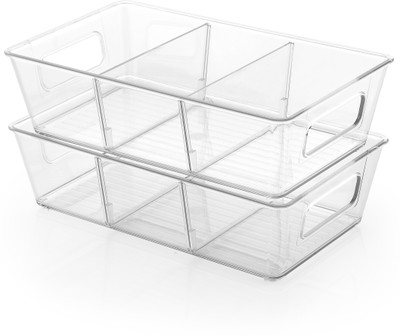 HS Store Plastic Fridge Container  - 1000 ml(Pack of 2, White)
