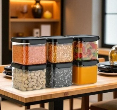 ALKAR Plastic Fridge Container  - 500 ml(Pack of 6, Black)
