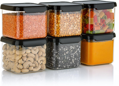 Ecodex Plastic Grocery Container  - 500 ml(Pack of 6, Black)