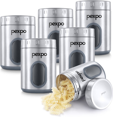 pexpo Steel Grocery Container  - 1000 ml(Pack of 6, Silver)
