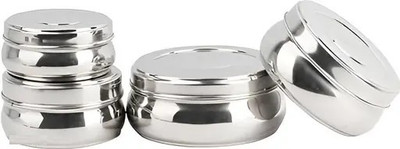 UNIWELL Stainless Steel Utility Container  - 2500 ml(Pack of 4, Silver)