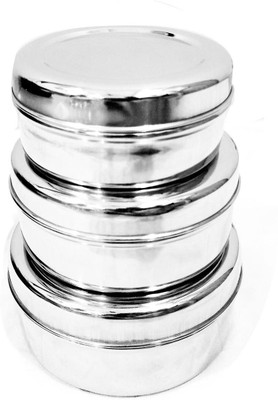 Omkar Enterprises Steel Grocery Container  - 500 ml, 350 ml, 250 ml(Pack of 3, Silver)