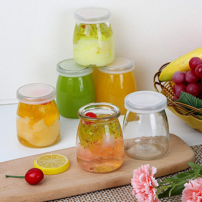 KUNJCREATION Glass Honey Jar  - 150 ml(Pack of 8, White)