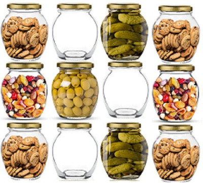 Adhunyk Glass Grocery Container  - 400 ml(Pack of 12, Clear)
