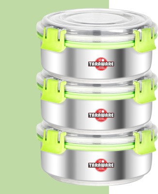 Tara Ware Stainless Steel Utility Container  - 250 ml(Pack of 3, Silver, Green)