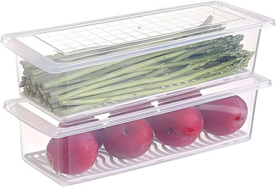 gooffy Plastic Fridge Container  - 1500 ml(Pack of 4, Transparent)