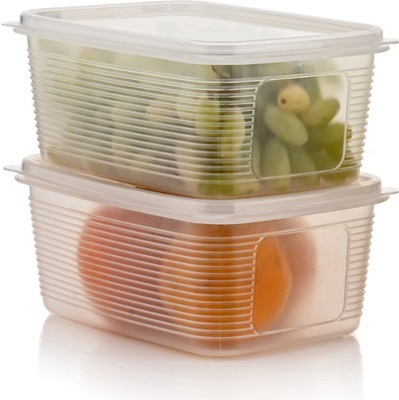 Sentricus Plastic Fridge Container  - 1800 ml(Pack of 2, Clear)