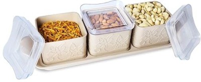 Pearlpet Plastic Grocery Container  - 500 ml(Pack of 3, Beige)