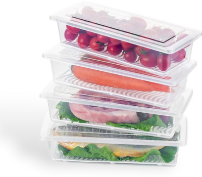 VR Plastic Fridge Container  - 1500 ml(Pack of 4, Clear)