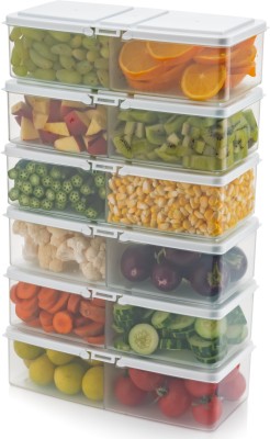 Raghunandan Plastic Fridge Container  - 1700 ml(Pack of 6, White)