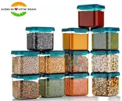 Flipkart SmartBuy Plastic Grocery Container  - 500 ml(Pack of 12, Blue)