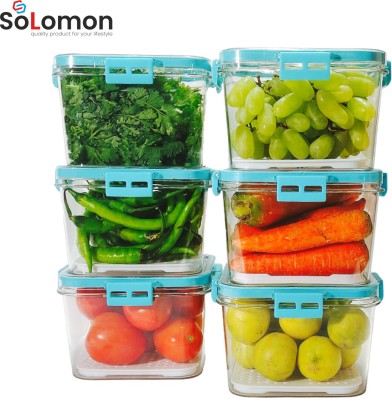 Solomon Plastic Grocery Container  - 1400 ml(Pack of 6, Blue)