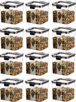 GRCOXZ Plastic Grocery Container  - 700 ml(Pack of 12, Black)