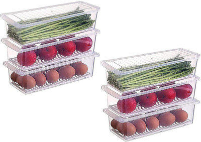 Adhunyk Plastic Fridge Container  - 1500 ml(Pack of 6, Clear)