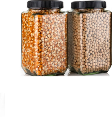 ShopGlobal Glass Grocery Container  - 1000 ml(Pack of 2, Clear)