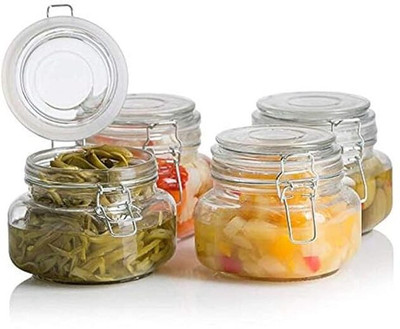 T R Creation Glass Grocery Container  - 550 ml(Pack of 4, Clear)