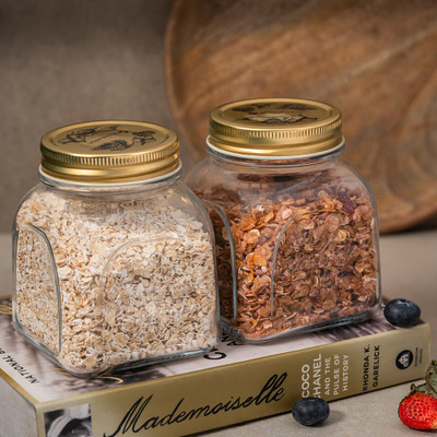 PASABAHCE Glass Cookie Jar  - 500 ml(Pack of 2, Clear)