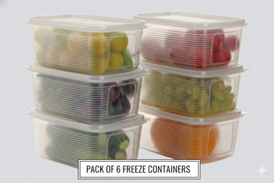 MoreETP Plastic Fridge Container - 1800 ml(Pack of 6, Transparent)