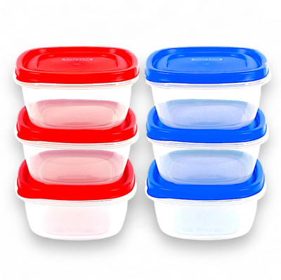 Toriiva Plastic Utility Container  - 1200 ml(Pack of 6, Blue, Red)
