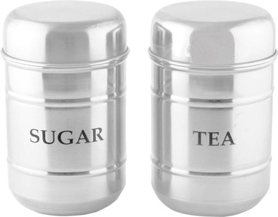 Gayatri Steel Tea Coffee & Sugar Container  - 0.5 L(Pack of 2, White)