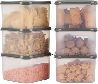 Tenacity Plastic Grocery Container  - 1500 ml(Pack of 6, Transparent)