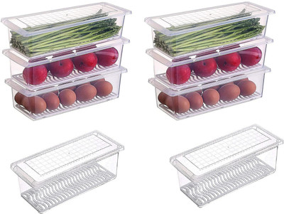 RAYORA Plastic Fridge Container  - 1500 ml(Pack of 8, Clear)