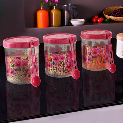 KUBER INDUSTRIES Plastic Utility Container  - 1000 ml(Pack of 3, Pink)
