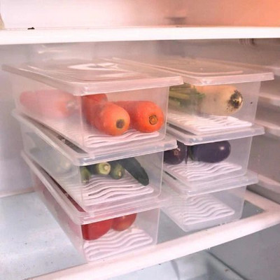 GSC Plastic Fridge Container  - 1200 ml(Pack of 6, White)