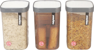 NAYASA Plastic Grocery Container  - 1000 ml(Pack of 3, Grey)