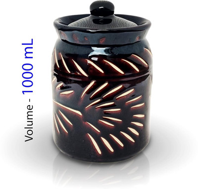 hc the crafts Ceramic Pickle Jar  - 1000 ml(Black)