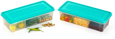 yornext Plastic Fridge Container  - 2000 ml(Pack of 2, Green)