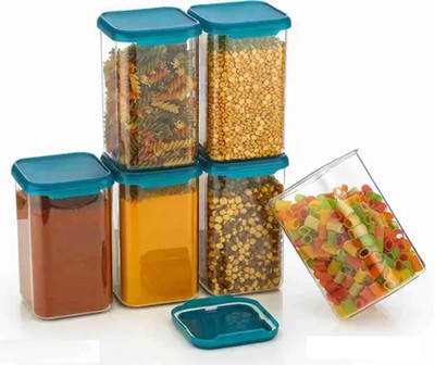anjil Plastic Grocery Container  - 1100 ml(Pack of 6, Black, Clear)