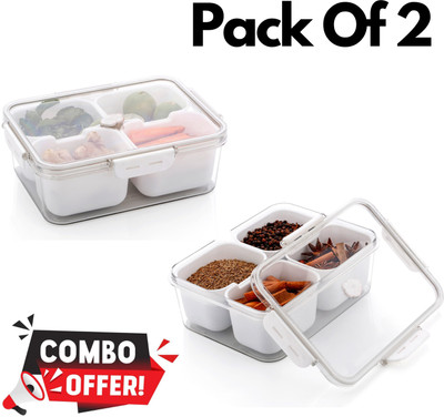 Puno Plastic Grocery Container  - 1000 ml(Pack of 2, White)