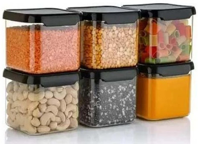 ROMARA Plastic Grocery Container  - 500 ml(Pack of 6, Black)