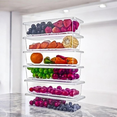 JORDY Plastic Fridge Container  - 2000 ml(Pack of 6, Multicolor)