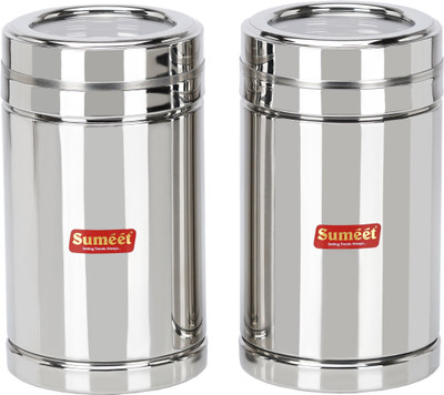 Sumeet Steel Utility Container  - 1350 ml(Pack of 2, Silver)
