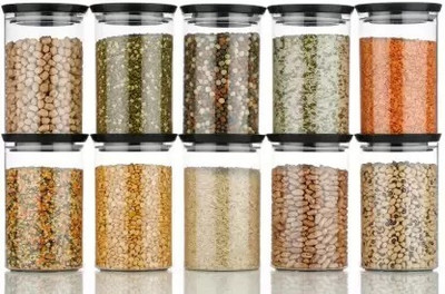 ATMAN Plastic Grocery Container  - 1000 ml(Pack of 10, Black)