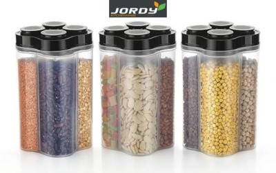 JORDY Plastic Grocery Container  - 2500 ml(Pack of 3, Black)