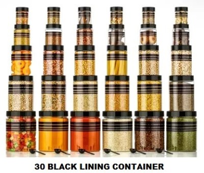 nariya Plastic Grocery Container  - 2000 ml, 1200 ml, 650 ml, 350 ml, 250 ml(Pack of 30, Black)