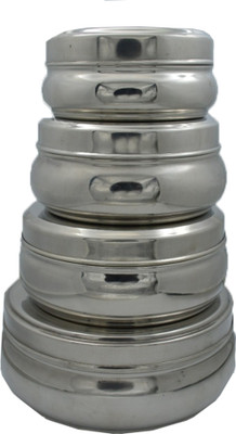 RBGIIT Steel Fridge Container  - 250 ml, 350 ml, 500 ml, 750 ml(Pack of 4, Silver)