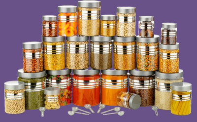 Ecodex Plastic Grocery Container  - 1200 ml(Pack of 24, Silver)